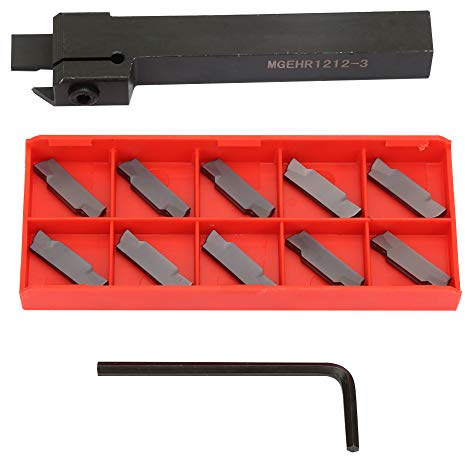Herramienta de Tronzado de Torno, Portaherramientas de Tronzado de Ranurado de Corte de Torno con Insertos de Carburo de 10 Piezas para Semiacabado y Acabado, Piezas y Accesorios de Torno