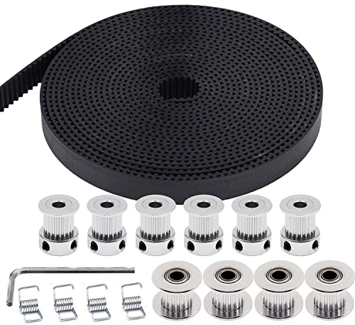 TUZUK 5M GT2 Zahnriemen 10 mm Breite + 6 Stück 20 Zähne 5 mm Bohrung Zahnriemenrad + 4 Stück 20 Zähne Bohrung 5 mm Spannrolle + 4 Stück Spannfeder Torsion, für 3D-Drucker