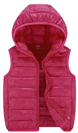 Leichte Daunenweste Jungen Mädchen 140, Gesteppt Ärmellos Mäntel Mit Kapuzen Warme Winterjacke Ultraleicht Outdoorweste Softshelljacke Übergangsweste 3-15 Jahre