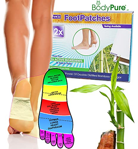 BodyPure2x Deep Cleansing Foot Pads | Testing Available for Used Pads | Bamboo Foot Patch (aka Takesumi Foot Pads) | Made in The USA with Twice The Potency | New Formula