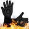 Grillhandschuhe, Grill-Ofenhandschuhe, hitzebeständig bis 800 °C, für Küche, Backen, Grill, Mikrowelle, Kamin, EN407-zertifiziert (Schwarz)