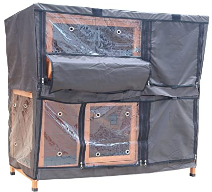 BUNNY BUSINESS Deluxe Rabbit Hutch Cover with Sliding Trays and Hay rack compartment to fit the BB-48-DDL-HR rabbit hutch 122 x 50 x 100 cms, please note this is the cover only