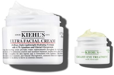 KIEHL'S Set mit Ultra Facial Cream und Avocado Eye Cream, Gesichtscreme mit Squalan und Glykoprotein, Augencreme mit Avocadoöl und Koffein, Skincare Set für langanhaltende Feuchtigkeitspflege