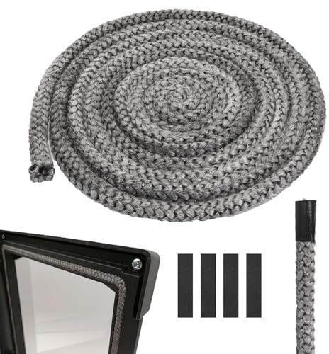 1 nastro sigillante per forno, 10 mm x 3 m, per camino, in fibra di vetro, resistente alle alte temperature, con panno per giunture resistenti alle alte temperature