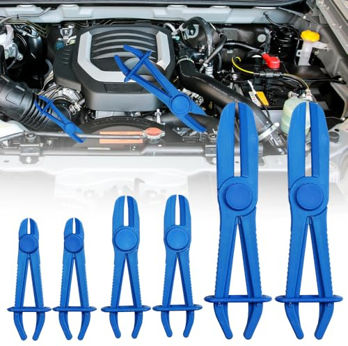Aoreun 6 Pièces Pince Durite Carburant, Pinces pour Tuyaux Flexibles Pince à Collier de Serrage Pinces Tuyaux Outil de Serrage pour Tuyaux Flexibles pour Tuyaux de Frein Tuyaux Carburant (Bleu)