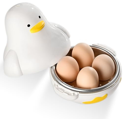 BNGXR Mikrowelle Eierkocher Mit 4 Eier Kapazität, Gekochte Eierkocher Aluminium Mikro-Eierkocher Mini Eier Ei-koche Dampfgarer für Frühstück Kochen Frühstücksei Kuechenhelfer Zubehoer