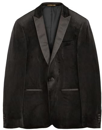 NEXT Herren Slim Fit Blazer aus Samt Schwarz 58