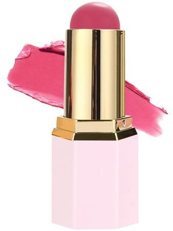 Stick Blush - Teint Hydratant Résistant à l'Eau pour Joues - Highlighter Visage Naturel pour Peau Grasse Sèche Mixte Joues et Arcades Sourcilières