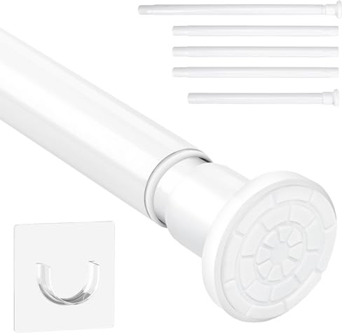 Cordino doccia bianco senza foratura Cordino a cortina regolabile 71-199 cm Cordino telescopico antiscivolante cucina bagno armadio scarpe scaffale