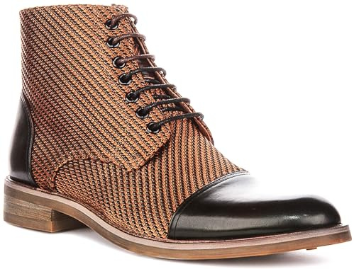 Justinreess England Pete Men's Cap Toe Classic Combo Dress Ankle Boots (Choco Brown, UK 10)
