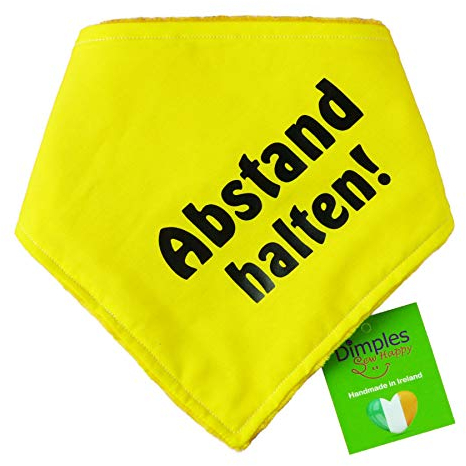 Dimples Hundehalstuch Gelb - Abstand Halten - Bitte Hund Nicht anfassen -Warn Halstuch für kleine mittlere und Grosse Hunde, die nervös, ängstlich, läufig, bissig oder in Ausbildung sind 35cm