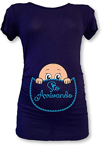Babloo T Shirt Maglia Premaman Mezza Manica STO Arrivando Blu Maschietto M Manica Corta
