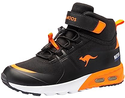 KangaROOS Unisex Kinder Kx-hydro Sneaker, Jet Black Neon Orange, 25 EU