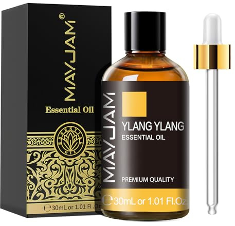 MAYJAM Ylang Ylang Essential Oil 30ML - Premium Diffuser Oil | with Glass Dropper, Long Lasting Aroma, for Diffuser, Aromatherapy, Massage, Candle and Soap Making, Bedroom, Office