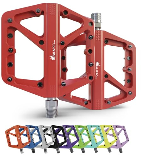 IMPALAPRO Bike Fahrradpedale Aus Nylon Rutschfest Breites Plattform - Pedale Fahrrad 9/16 Zoll Bearing Wasserdicht Anti-staub - Mountainbike - MTB - Rennrad - BMX (Rouge)