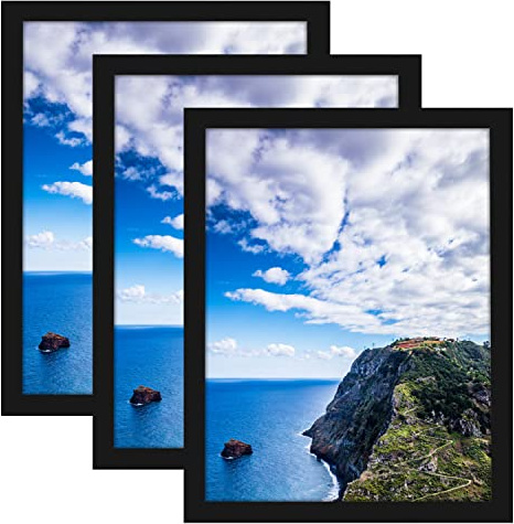MENNTHUI 10x14 Black Picture Frame Set of 3, Diamond Painting Frames for 30 x 40cm Diamond Painting Art, Wall Mounting Horizontally or Vertically