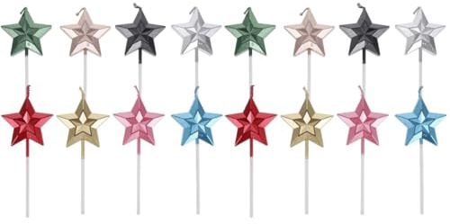 PRETYZOOM 16 Piezas 1 Juego Vela Decorativa Estrella Velas de Pastel con Estilo Pastel de Bodas Toppers Vela Ornamento Decoraciones de Boda Velas Decorativas para Pasteles Adornos de Pastel
