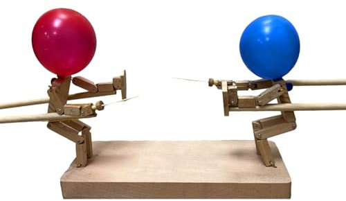 ZAGARO Holzfechtpuppen, Ballon-Bamboo-Mann-Kampf, Holz-Bots-Kampfspiel für 2 Spieler, rasanter Ballonkampf, Desktop-Partyspiele „Whack a Balloon“