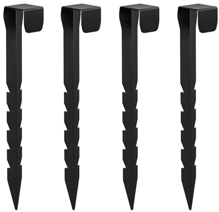 JYiuog Piquet ancrage,Ancrage au Sol pour Trampoline, Piquets de Camping pour Sol Dur,Plot de 4, Ancrages au Sol pour tentes, Trampolines, auvents, abris de jardinn (Noir)