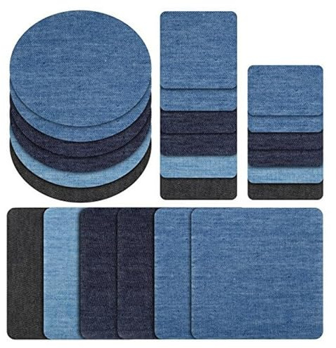 Lappar för strykning, 24 stycken stryklappar, jeans-flick för strykning, 6 färger för stryklappar, strykjärn, denim, lappar, jeans, reparationssats, strykning, lappar,