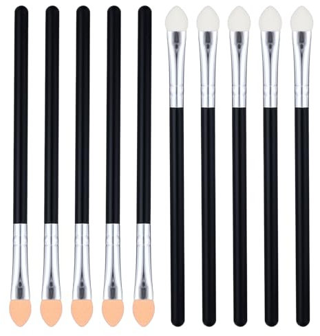 10 Stück Doppelseitige Lidschatten-Applikatoren Sticks Schwamm Lidschatten Pinsel Tragbare Make-Up Pinsel Für Frauen Schwamm Waschbar Wiederverwendbar Professionelles Applikator Werkzeug Für Frauen