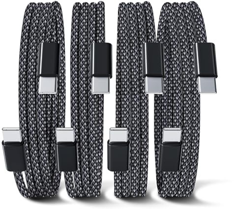 YISH Cable USB C vers USB C Charge Rapide - [0.5M+1M+1M+2M] 60W PD Cordon USBC vers USBC Câble USB Type C to C 3A Nylon Tressé Compatible avec iPhone 17 16 15 Pro Max Samsung S25 S24 iPad MacBook