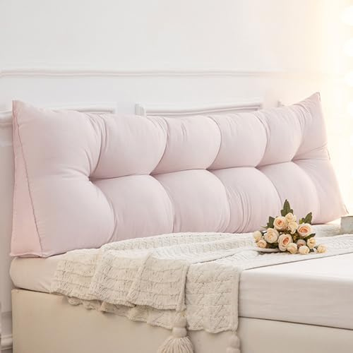 Almohada De Cuña Almohada Para Cabecera De Cama, Cojín De Apoyo Para La Espalda, Almohadas De Lectura Tapizadas De Algodón Lavado Suave, Soporte Lumbar Para Sofá Cama Tatami(90x50x15cm,Pink3)