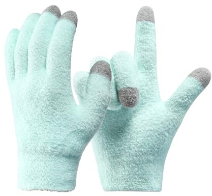 MoyRetty Touchscreen Silicone Moisturizing Gloves for Dry Hands Overnight, Reusable Hand Spa Gloves with Vitamin E & Jojoba Oil(Green)