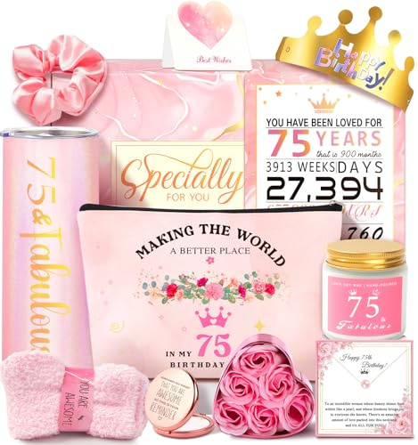 Cadeau d'anniversaire pour femme, cadeau d'anniversaire pour elle, maman, sœur, épouse, meilleure amie, cadeau unique pour femme de 75 ans, décorations d'anniversaire amusantes