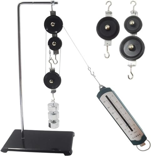 OGQTIBXV Bloque de polea y Soporte Soporte de Metal Placa Inferior Polea Simple Polea de Cuerda Mecánica física Equipo Experimental Instrumento de enseñanza Juego de Bloque de polea y Soporte
