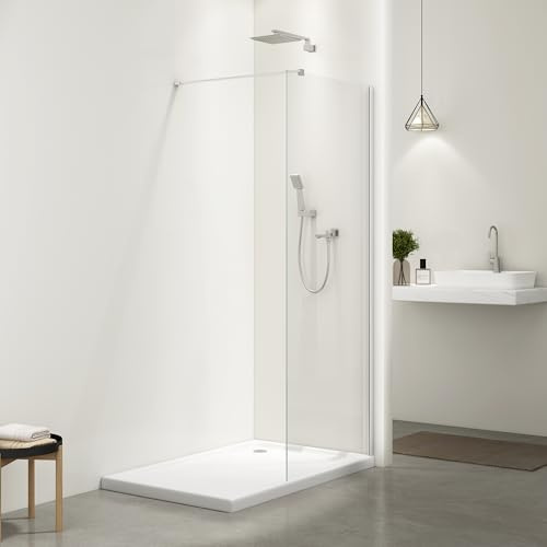 Bathlink 76 x 200 cm Duschwand, 8mm ESG Nano Glas, Walk in Duschabtrennung, Duschwand für Dusche