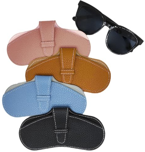 SAIIURV 4 Pezzi Custodia Occhiali Custodia per Occhiali da Sole in Morbida Pelle, Custodia Portatile per Occhiali da Sole, Borsa Protettiva per Occhiali in Pelle