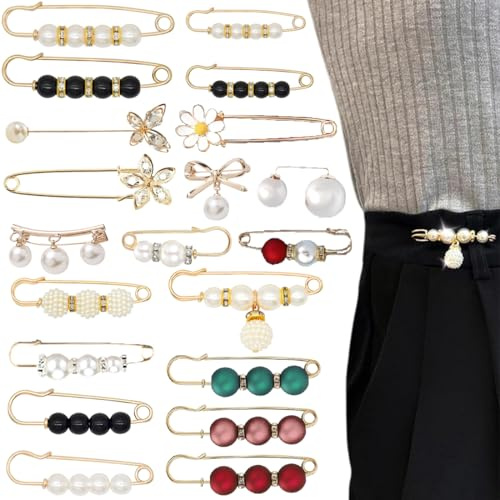 20 Piezas broches para ropa mujer, imperdibles broches novia, broche pañuelo, Alfileres de Seguridad con Perlas y Cristales, para Mujeres y Niñas, Decoración para Chal, Suéter, Bufanda, Vestido