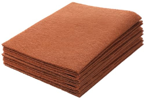Felt Fabric Sheets for Crafts, 10 Pieces 7 X 11 Crafting Felt Fabric 1mm Thick Non-Woven Craft Felts Sheets Pads for DIY Crafts and Sewing Quilting Projects Making Supplies, Brown