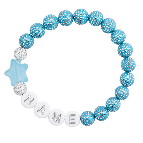 Pulsera de perlas para bebé y niño con nombre de 1 a 2 años, aprox. 12 cm, pulsera de nacimiento, pulsera de nombre, pulsera de bautismo, pulsera infantil.
