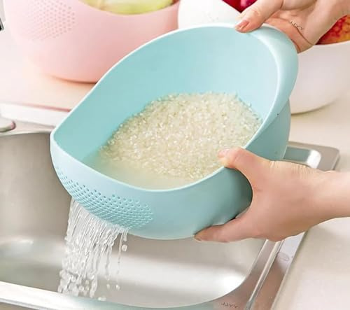 Havia big size multipurpose rice drainer strainer sieve colander pot drain stand multifunctional plastic 27x20x145 cm blue
