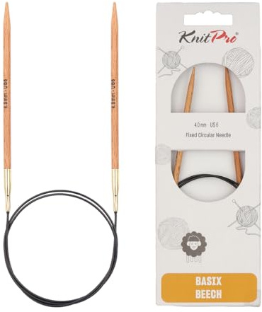KnitPro 60 cm x 4 mm-Basix Aiguilles circulaires Fixes en Bouleau, Beige