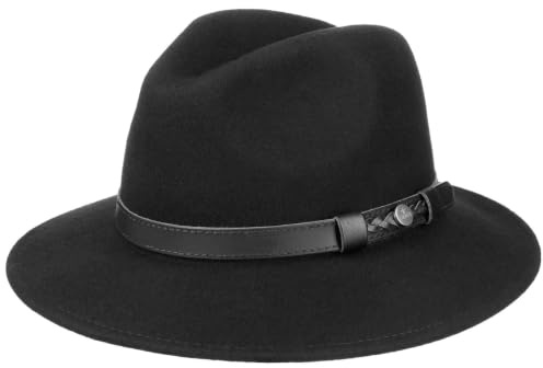 Lierys Chicago Wool Felt Traveller Hat Women/Men Black 7 1/2-7 5/8