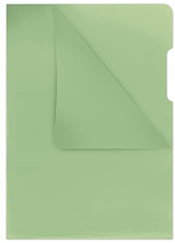 DONAU 1784095PL-06 Aktenhüllen vom Typ L Din A4 / 100 Stück/ Farbe: Grün/ PP Hartfolie 180 μm/ Seitlich Offen Transparent Glasklar Kristallin Stabil Sichthüllen Klarsichthüllen