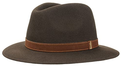 Borsalino Travellerhut Marrone für Herren Haarfilzhut Fedora mit Lederband Winter Sommer (57 cm - braun)