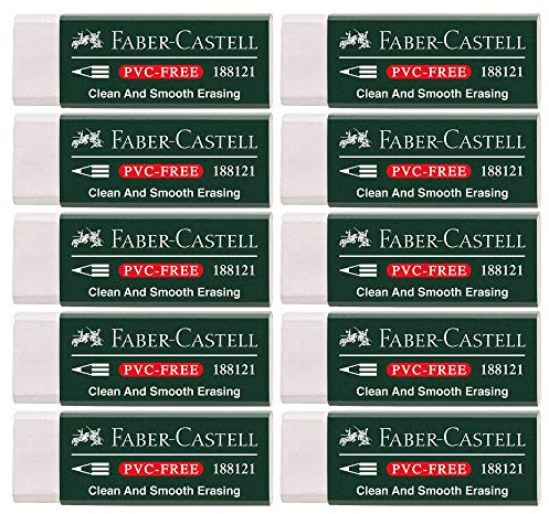 Faber-Castell 188121 - Radierer 7081 N PVC-Free, Kunststoff (10 Radierer, weiß)