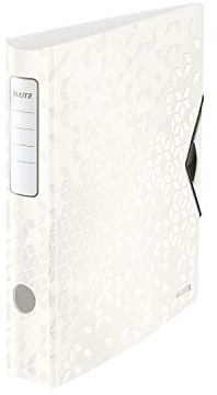 Leitz Qualitäts-Ordner 180° Active WOW, A4, Schmal, Abgerundeter Rücken, 6,5 cm breit, Gummibandverschluss, Leichtes Polyfoam, Plastik-Ordner, WOW Serie, Weiß, 11070001