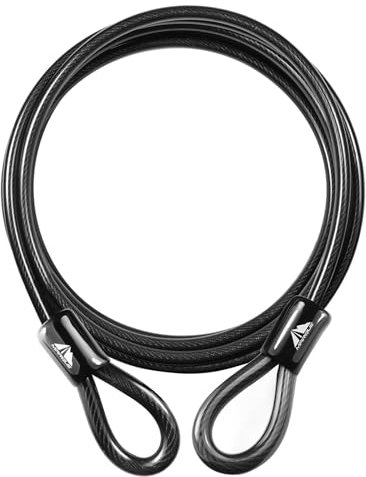 MARQUE FahrradSicherheitsstahlkabel – 10 mm dick, vinylbeschichteter geflochtener Stahl mit doppelt versiegelten Schlaufenenden für Bügelschloss, Vorhängeschloss, Scheibenschloss (1,2 m oder 2,2 m)