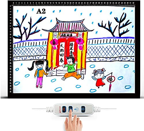 LED Leuchttisch, Große Leuchtplatte, Ultradünne Zeichenbrett, Stufenlos Dimmbar Und Flackerfreies Design, Perfekt Zum Malen, 2D Animationen, Kalligraphie, Embossing, Zeichnen Und Tattoos,47CM×65CM