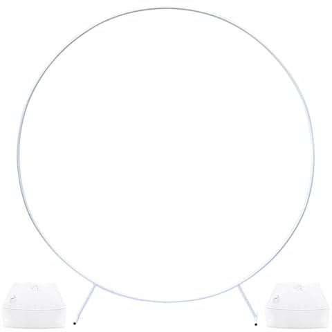PILIN Kit di arco rotondo per palloncino, arco in metallo, 1,8 m, kit per feste, matrimoni, compleanni, bianco