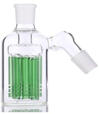 14mm Glass Ash Catcher, Ash Catcher Holder with Silicone Container for Smoking Pipes Filter Glass Water Bubbler Ashcatcher (Green)