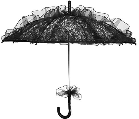 Hushuwan Vintage-Spitzen-Sonnenschirm, handgefertigter schwarzer Spitzen-Sonnenschirm, Spitzenschirm, Hochzeit, Brautschirm, Foto-Sonnenschirm for Halloween-Party-Dekoration