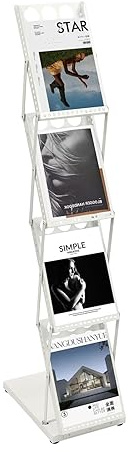 DCSYOG Soporte plegable para folletos y expositores, 4 niveles, revistas, estanterías de oficina, catálogo, literatura para oficinas y ferias