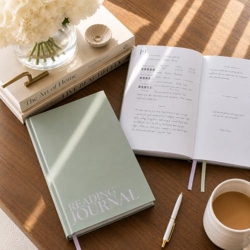 Läsdagbok för bokälskare – journaler för att granska 55 böcker – Ultimate Reader Kit med spårare, logg, utmaning och snabbguider – lästillbehör för bokälskare eller bokklubbspårning – salvia