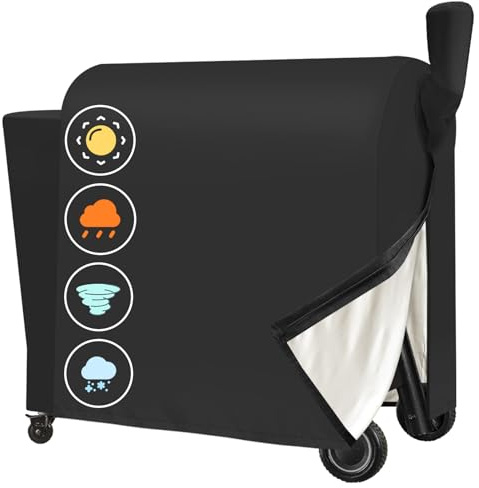Outdoor Grill Cover for Traeger 34 & 780 Series Wood Pellet Grill and Smoker, Waterproof and Heavy Duty BBQ Grill Cover with Straps & Zippers for Traeger Texas 34,Z Grills 700 and More, Black